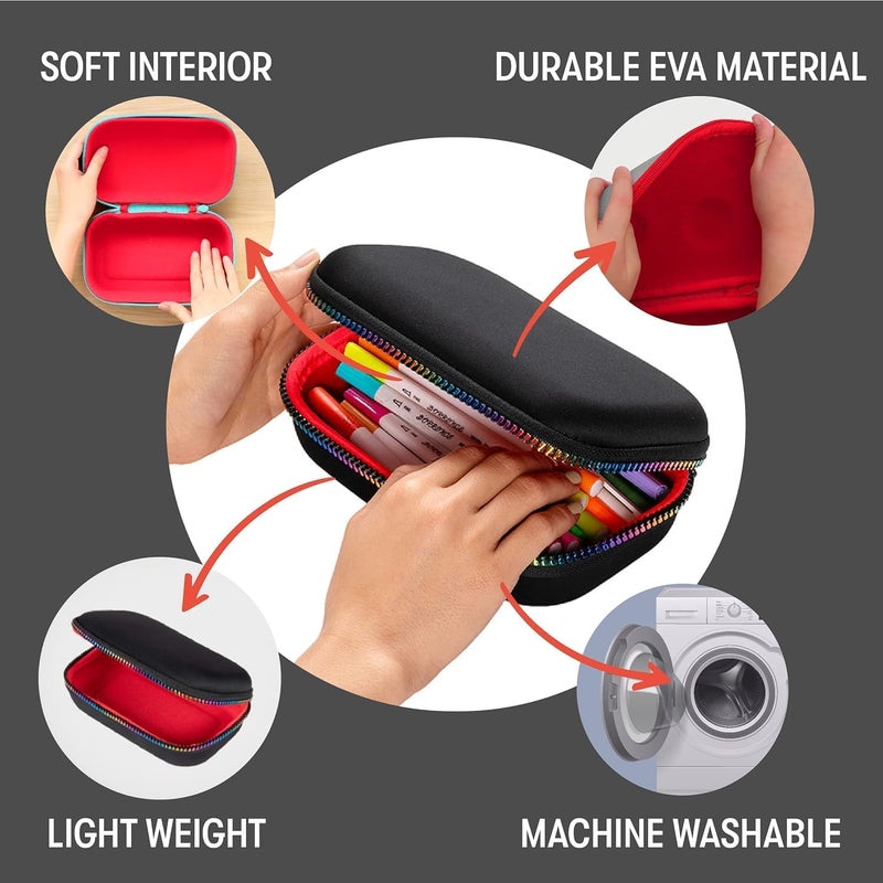 Zipit Black & Rainbow Pencil Box for Girls, Cute Pencil Case for School, Large Capacity Stationery Organizer Box - Image 3